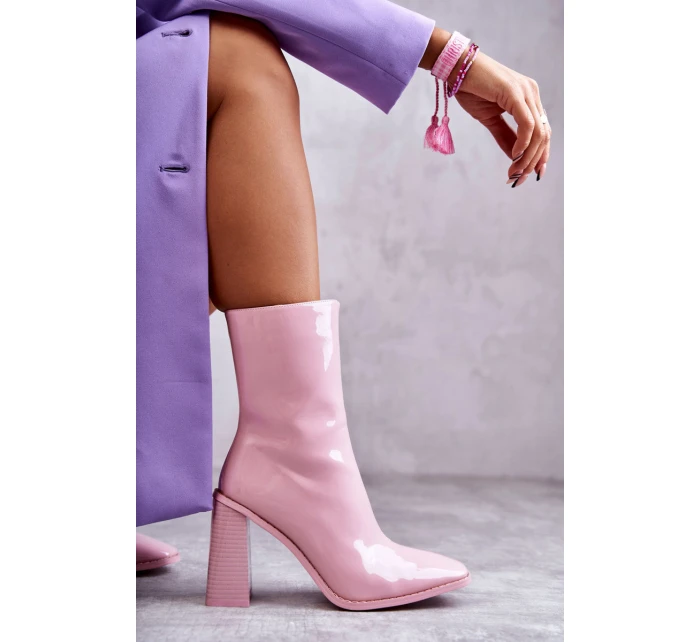 Dámské lakované kozačky Růžove model 21596921 - Boto