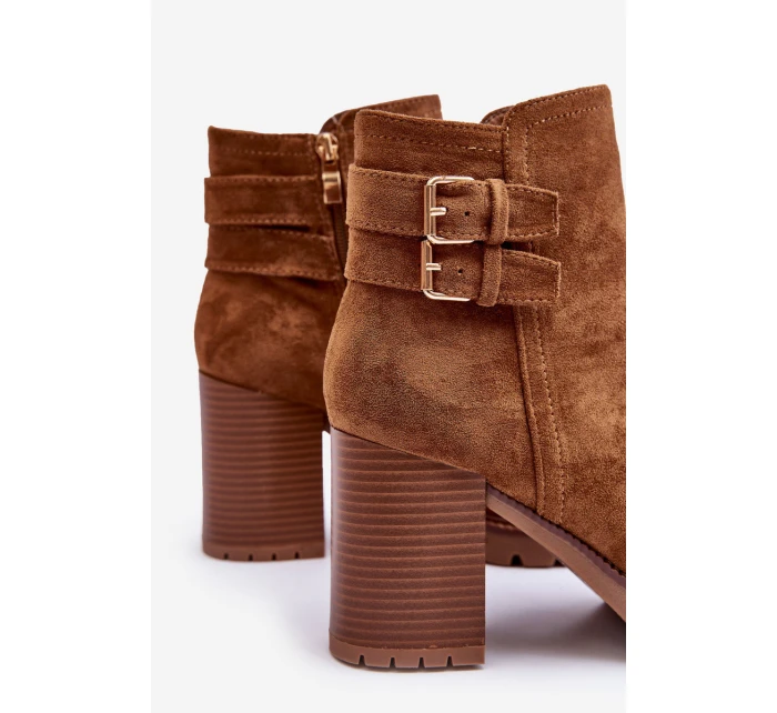 Zamszové Botky Na Podpatku Hnědé model 21632198 - Boto Zamszové Botky Na Podpatku Hnědé model 21632198 - Boto