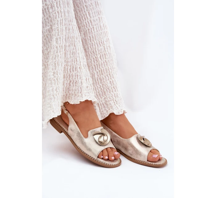 Lesklé dámské sandály s ozdobou S.Barski KV51-006 zlaté