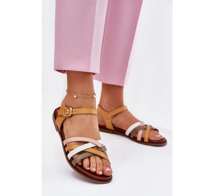 Dámské sandály s se pásky žluté model 21697530 - SERGIO LEONE Dámské sandály s se pásky žluté model 21697530 - SERGIO LEONE