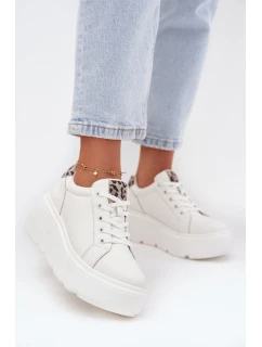Kožené dámské tenisky na platformě Panterka Vinceza 89144 Bílé