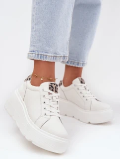 Kožené dámské tenisky na platformě Panterka Vinceza 89144 Bílé