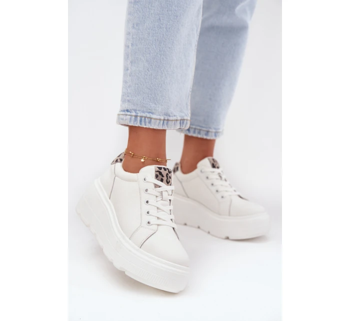 Kožené dámské tenisky na platformě Panterka Vinceza 89144 Bílé Kožené dámské tenisky na platformě Panterka Vinceza 89144 Bílé