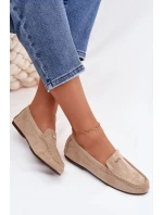 Dámské mokasíny s malým zlatým detailem tmavě béžové Sarivelle