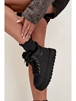 Dámské zimní boty na šněrování s kožíškem Big Star model 22539767 Černé - Big Star Shoes Dámské zimní boty na šněrování s kožíškem Big Star model 22539767 Černé - Big Star Shoes