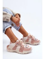 Dámské módní sportovní boty šněrované béžovo-růžové Chillout! Dámské módní sportovní boty šněrované béžovo-růžové Chillout!