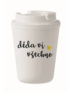 DĚDA VÍ VŠECHNO - bílý termohrnek 300 ml