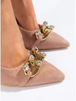 Módní růžové dámské  lodičky na jehlovém podpatku