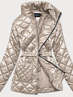 Béžová prošívaná dámská bunda s páskem (BH2208)