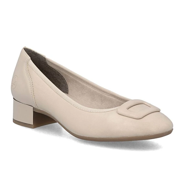 Dámské kožené lodičky na nízkém podpatku béžové model 22021881 - Rieker