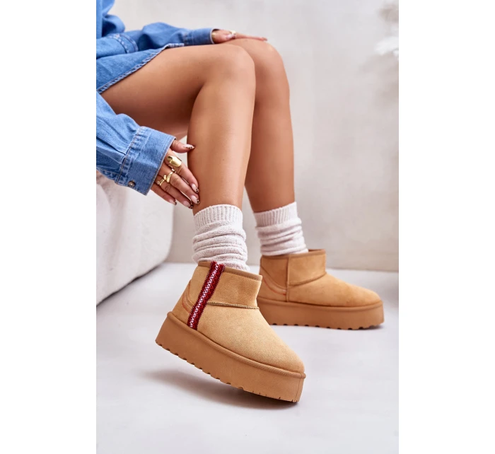 Dámské zimní boty na platformě s izolací Camel model 21673380 - Boto Dámské zimní boty na platformě s izolací Camel model 21673380 - Boto