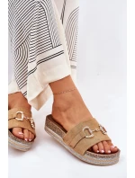 Dámské Pantofle Na Platformě Se Zlatou Dekorací A Leskem Camel Morisela Dámské Pantofle Na Platformě Se Zlatou Dekorací A Leskem Camel Morisela