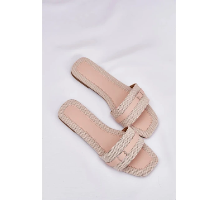 Dámské ploché pantofle s páskem a přezkou – béžové Zilina Dámské ploché pantofle s páskem a přezkou – béžové Zilina
