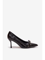 Lakované lodičky s mašlí Janisse – černé Lakované lodičky s mašlí Janisse – černé