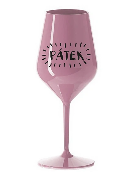 PÁTEK - světle růžová nerozbitná sklenice na víno 470 ml