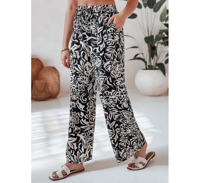 Dámské kalhoty ze široké látky TROPICAL SUN černé FashionStreet UY2634