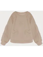 Teplá béžová dámská mikina s mašlemi model 19742938 - MADE IN ITALY