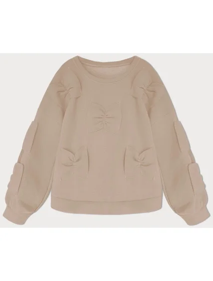 Teplá béžová dámská mikina s mašlemi model 19742938 - MADE IN ITALY