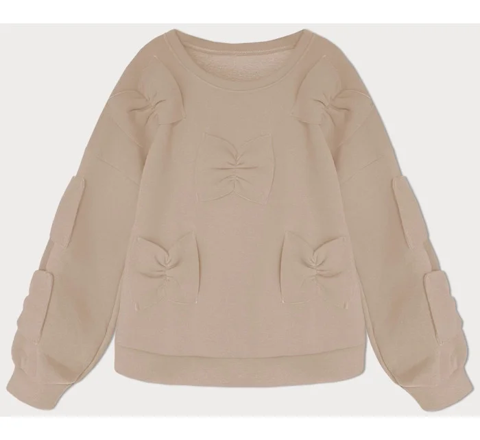 Teplá béžová dámská mikina s mašlemi model 19742938 - MADE IN ITALY