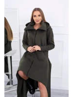 Zateplené šaty s delšími boky khaki