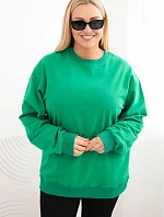Dámská mikina s okrouhlým výstřihem Plus Size bavlněná basic zelená