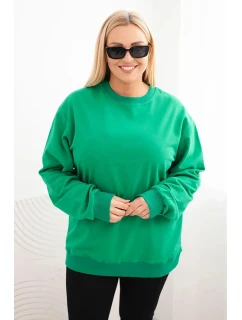 Dámská mikina s model 21723064 výstřihem Plus Size bavlněná basic zelená - K-Fashion