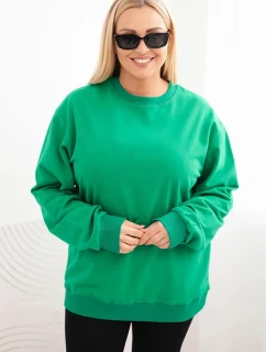 Dámská mikina s model 21723064 výstřihem Plus Size bavlněná basic zelená - K-Fashion