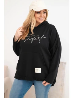 Dámská mikina Plus Size s kapucí a potiskem černá
