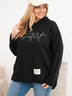Dámská mikina Plus Size s kapucí a potiskem černá