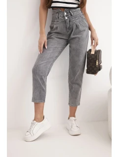 Dámské džíny s dvojitým zapínáním grafitové model 21951843 - K-Fashion