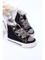 Dětské Tenisky Se Zirkony Černé Smile