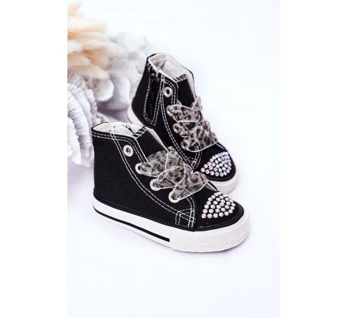 Dětské Tenisky Se Zirkony Černé Smile