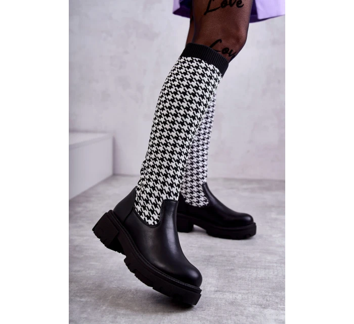 Dámské kozačky černobílé model 21595299 - Boto