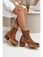 Dámské Zateplené Botky Na Podpatku Eko Semišové Hnědé model 21669073 - Boto Dámské Zateplené Botky Na Podpatku Eko Semišové Hnědé model 21669073 - Boto