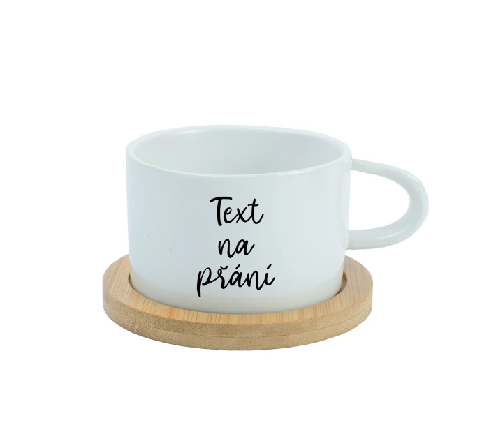 TEXT NA PŘÁNÍ - bílý keramický hrníček Makronka 200 ml