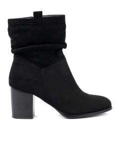 Trendy černé kotníčkové boty dámské na širokém podpatku