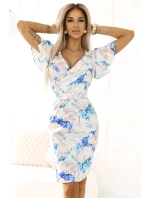 Šaty NINA s obálkovým výstřihem, rukávy a páskem model 21052938 - numoco