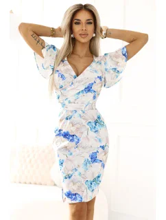 Šaty NINA s obálkovým výstřihem, rukávy a páskem model 21052938 - numoco