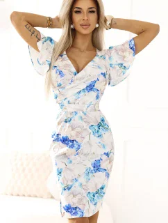 Šaty NINA s obálkovým výstřihem, rukávy a páskem model 21052938 - numoco