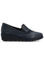 Dámské kožené boty na platformě v tmavě modré barvě model 21910589 - Rieker Dámské kožené boty na platformě v tmavě modré barvě model 21910589 - Rieker