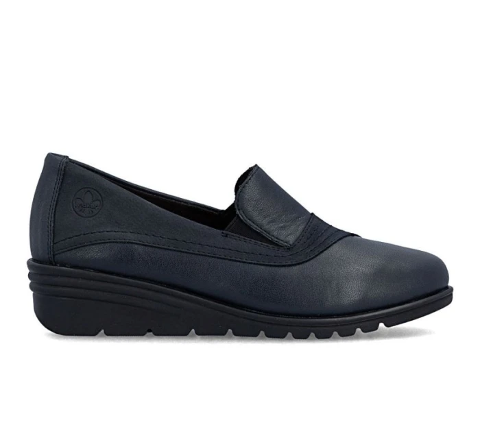 Dámské kožené boty na platformě v tmavě modré barvě model 21910589 - Rieker Dámské kožené boty na platformě v tmavě modré barvě model 21910589 - Rieker