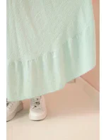 Dámské šaty plus size s krátkým rukávem a volánem z lehké viskózy mátová