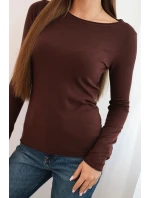 Dámský viskózový svetr s kulatým výstřihem a model 21412202 střihem hnědý - K-Fashion Dámský viskózový svetr s kulatým výstřihem a model 21412202 střihem hnědý - K-Fashion