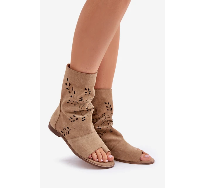 Zazoo Dámské Semišové Sandály S Na Zip Béžové model 21682066 - Boto Zazoo Dámské Semišové Sandály S Na Zip Béžové model 21682066 - Boto