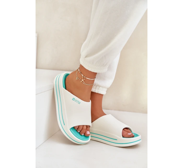 Dámské Pantofle Na Platformě Big Star NN274A038 Bílo-Mátové Dámské Pantofle Na Platformě Big Star NN274A038 Bílo-Mátové