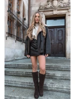 Semišové Kozačky Na Podpatku Zip Čokoládové model 21705071 - Boto