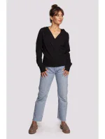 model 17636580 Zavinovací svetr s kapucí černý - BeWear