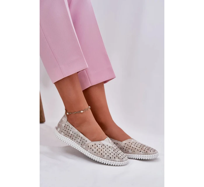 Dámské semišové ažurové polobotky Chulieta – zlatо/šedé Dámské semišové ažurové polobotky Chulieta – zlatо/šedé