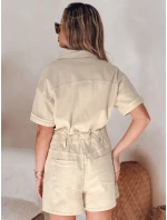 URBANSET béžový FashionStreet krátký džínový overal EY2590