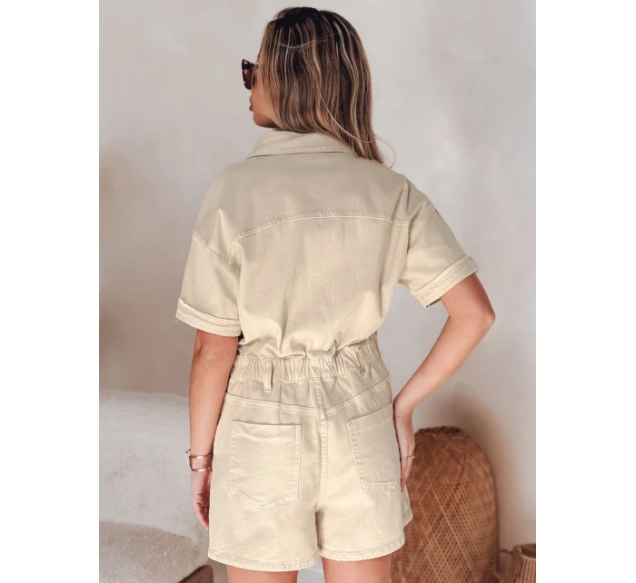 URBANSET béžový FashionStreet krátký džínový overal EY2590